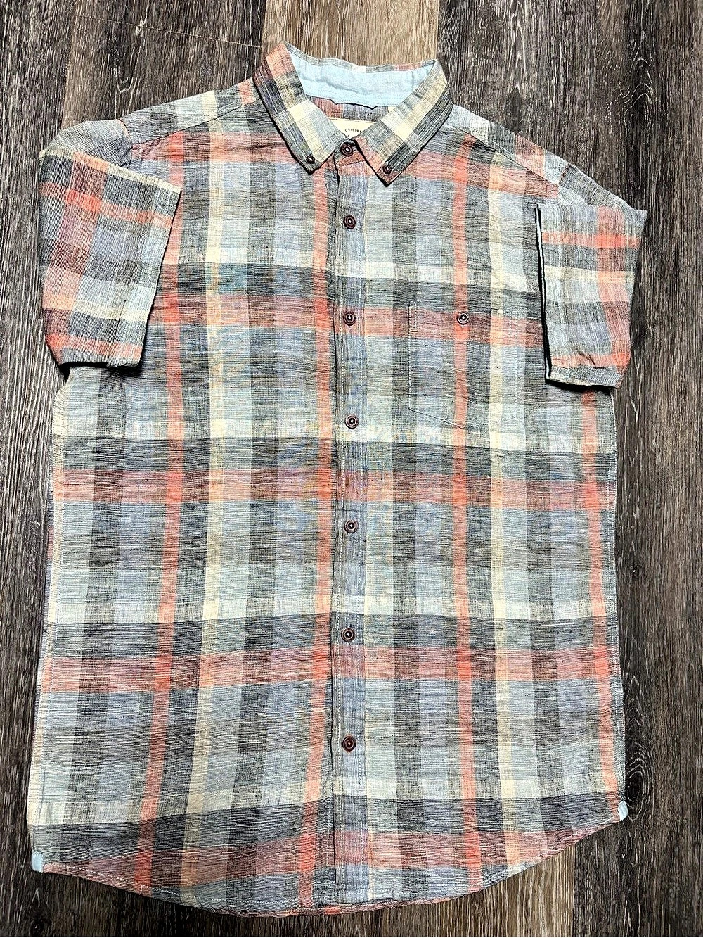 Weatherproof Vintage Original Vintage Plaid Linen Cotton Shirt Size Large  #0132